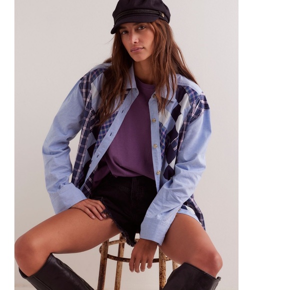 We the free people argyle plaid shirt - Picture 3 of 6